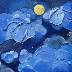 テクスチャーアート・アクリル画「星降る夜に」原画販売 2枚目の画像