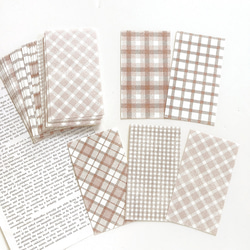 チェック デザインペーパー 紙素材 50枚set《brown》 [P357] 1枚目の画像