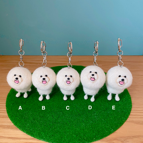 羊カットビションキーホルダー ビションフリーゼ 羊毛フェルト