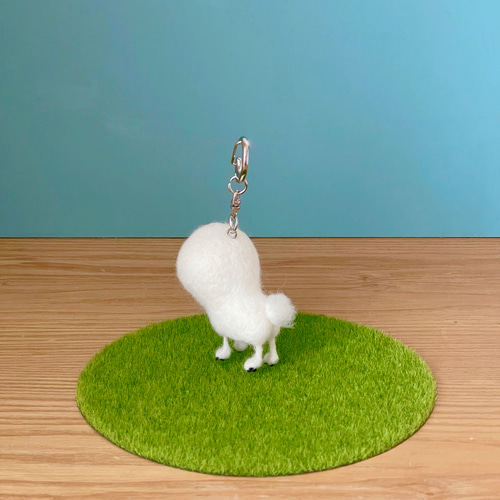 羊カットビションキーホルダー ビションフリーゼ 羊毛フェルト