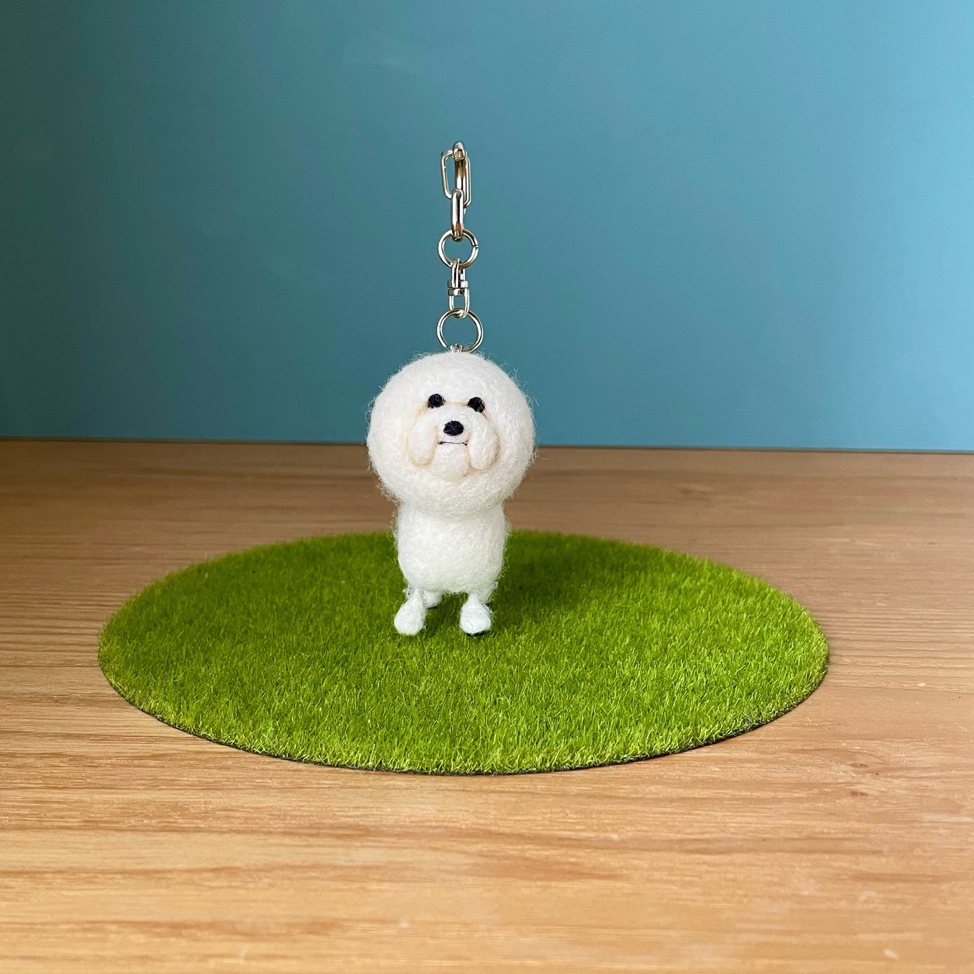 羊カットビションキーホルダー ビションフリーゼ 羊毛フェルト