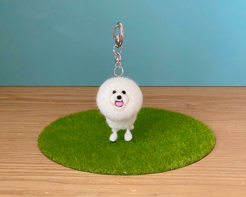 羊カットビションキーホルダー ビションフリーゼ 羊毛フェルト