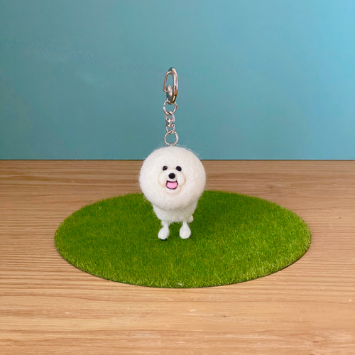 羊カットビションキーホルダー ビションフリーゼ 羊毛フェルト