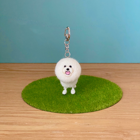 羊カットビションキーホルダー ビションフリーゼ 羊毛フェルト