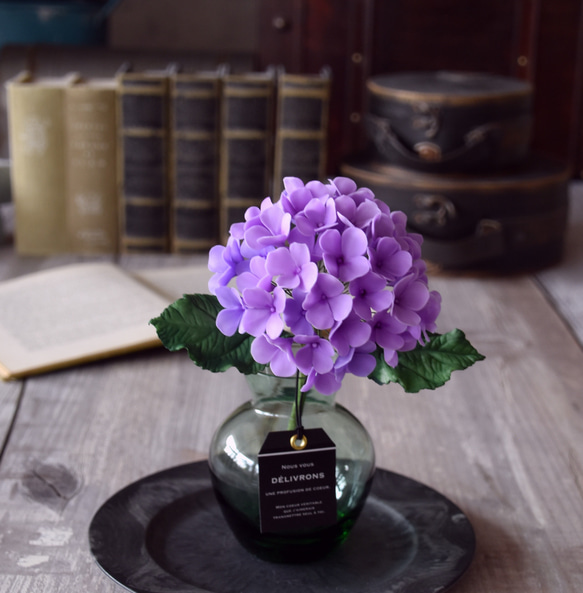 【T様専用ページ】◆粘土のお花◆　紫陽花　アメリーグラス　グリーン　2セット 3枚目の画像