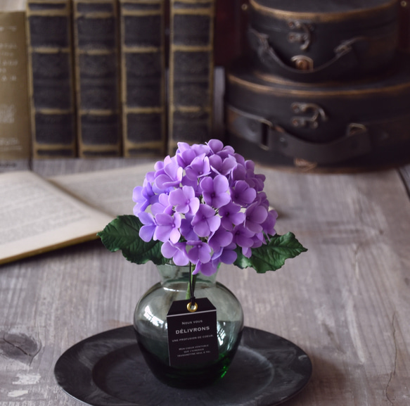 【T様専用ページ】◆粘土のお花◆　紫陽花　アメリーグラス　グリーン　2セット 1枚目の画像