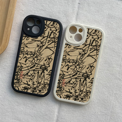 智慧型手機保護殼 兼容所有 iPhone 15/14/13/12/11 等型號 文藝復古書法 全包手機套 第7張的照片