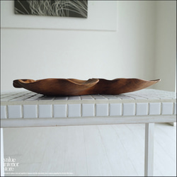 チーク無垢材 大型リーフプレートNN04 大皿 盛り皿 菓子鉢 サラダボウル フルーツトレイ 木製食器 小物入れ 6枚目の画像