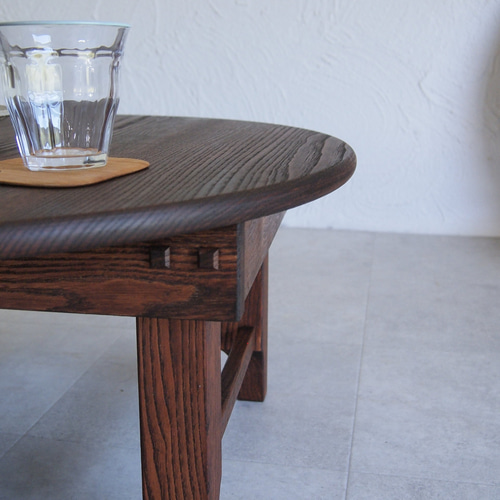 受注生産品』栗の木でつくるレトロな丸ちゃぶ台【突っ張り板仕様