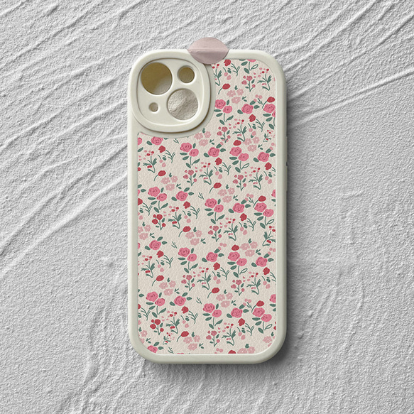 智慧型手機保護殼 兼容所有 iPhone 15/14/13/12/11 等型號 粉色小碎花 全包手機套 第3張的照片