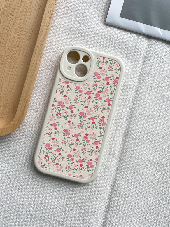 智慧型手機保護殼 兼容所有 iPhone 15/14/13/12/11 等型號 粉色小碎花 全包手機套 第6張的照片