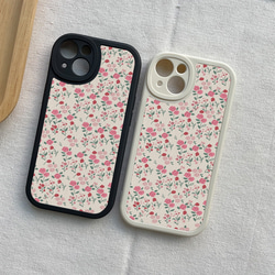 智慧型手機保護殼 兼容所有 iPhone 15/14/13/12/11 等型號 粉色小碎花 全包手機套 第1張的照片