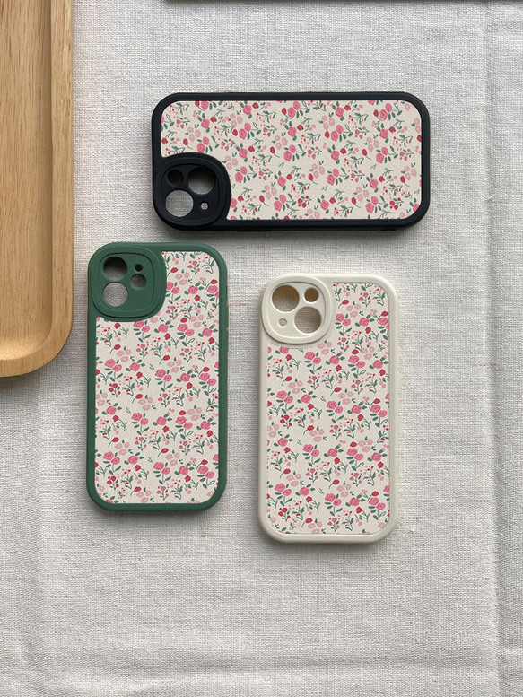 智慧型手機保護殼 兼容所有 iPhone 15/14/13/12/11 等型號 粉色小碎花 全包手機套 第8張的照片