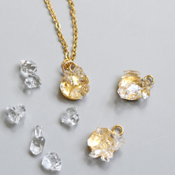 初夏新品 【選擇】NY Herkimer 鑽石石英水晶吊飾不銹鋼項鍊 約40cm（銀/金） 第10張的照片