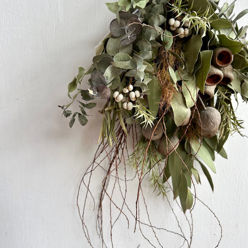 ブラウンcottonとベルガムナッツのスワッグ