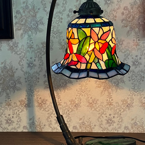 ステンドグラス☆カトレアのグースネックランプ スタンドライト