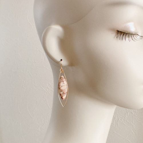 希少 大輪フォッシルコーラル フラワーピアス 希少 大輪フォッシル