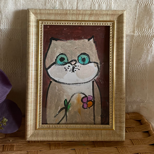絵画。原画【神秘的な花の基地で、猫ちゃんたちは月を持って未来を楽しみにしている】 絵画。原画【神秘的な花の基地で、猫ちゃんたちは月を持っ