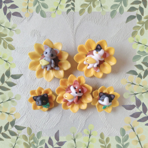 みつばちねこちゃんとひまわりチャーム