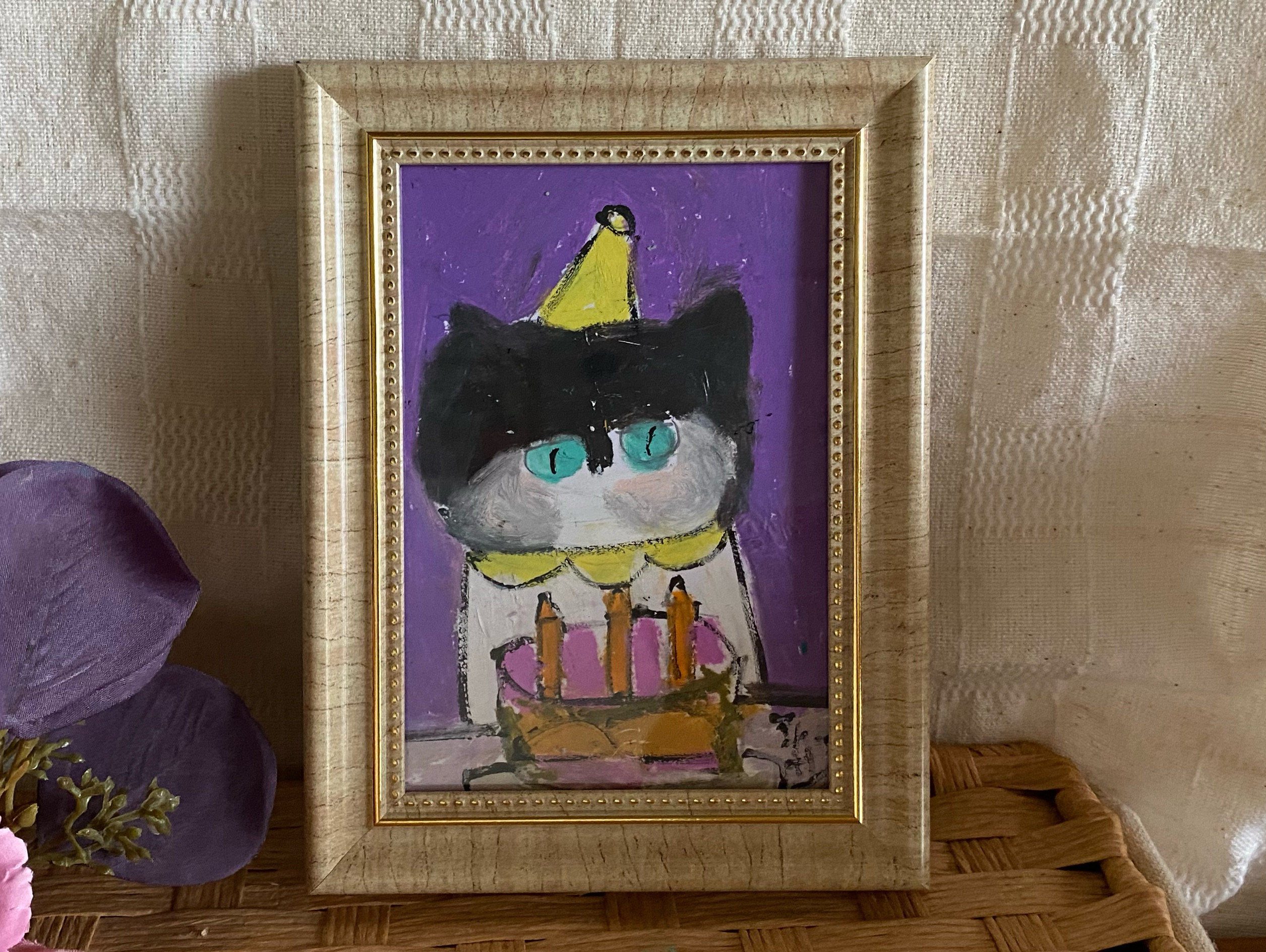 絵画。原画【幼稚園の猫ちゃんたちはバスで学校に通っています】 絵画。原画【幼稚園の猫ちゃんたちはバスで学校に通っています】
