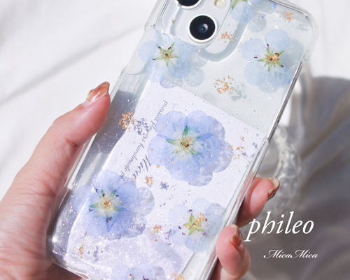 iPhoneケース クリアケース 全機種対応 ネモフィラ スマホケース