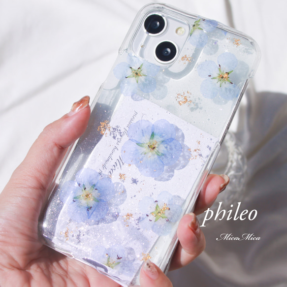 iPhoneケース クリアケース 全機種対応 ネモフィラ スマホケース
