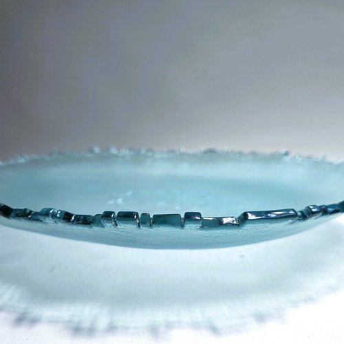 ガラスの水盤 花器 オアシス青 一輪挿し・花瓶・花器 スタジオ