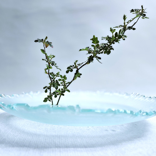 ガラスの水盤 花器 オアシス青 一輪挿し・花瓶・花器 スタジオ