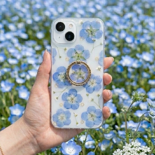 押し花スマホケース　専用 ミモザ ぷっくりリボンiPhone17対応 iPhoneケース スマホケース 押し花