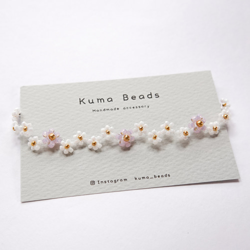 薄紫×白のビーズブレスレット ブレスレット kuma beads 通販 17633892
