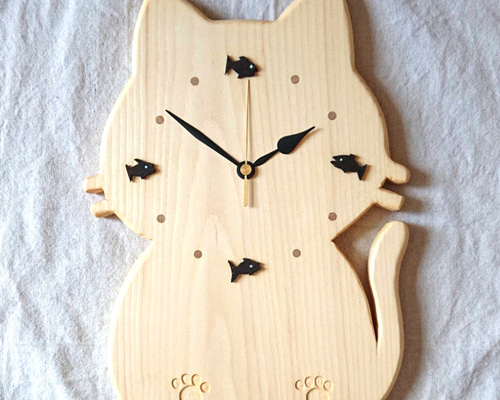 猫の掛け時計(さかな) 掛け時計・置き時計 Atelier32 通販 17633917