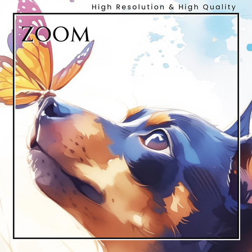 蝶犬戯舞 - ミニチュア・ピンシャー犬の子犬 No.2】春・蝶・子犬