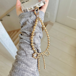 ｡.*beads ribbon hand strap*.｡〜うねうねiPhone case〜　スマホケース　ストラップ 10枚目の画像