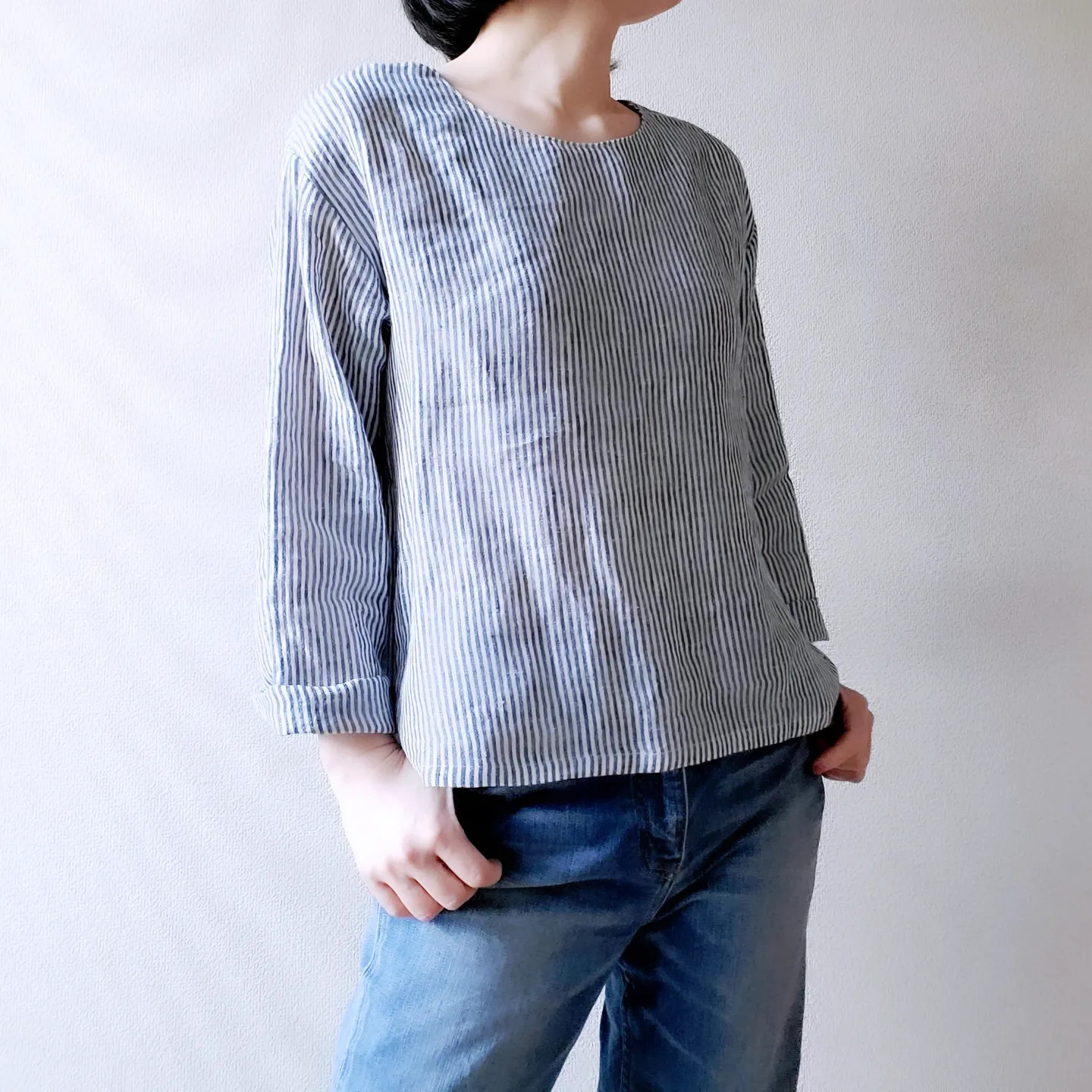 さらりと軽い着心地♡一年中着回せるプルオーバー　oblongneckline　遠州リネン　数量限定