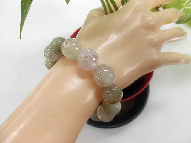天然石 クンツァイト14.8～15.8mm玉ブレスレット 内周19.2cm　　240101290