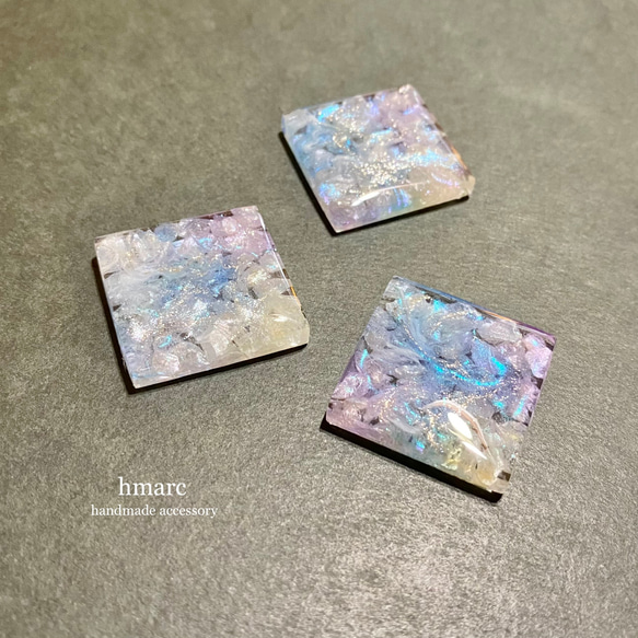 紫陽花colorのオーロラ レジン ヘアゴム ／ スクエア 7枚目の画像