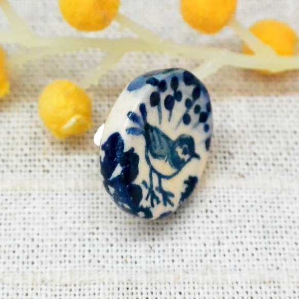 リス・鳥・ネコピン『１個』ブルー　ピンズ/ピンバッジ/ブローチ アクセサリー　陶器　陶芸作品　猫 9枚目の画像