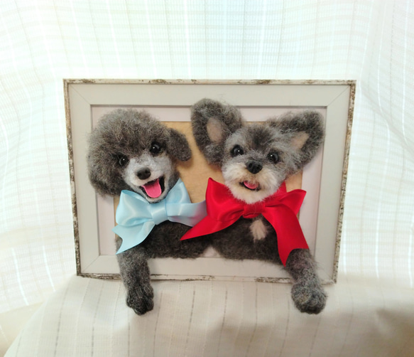 参考用 羊毛フェルトオーダー 愛犬フレーム 羊毛フェルト 
