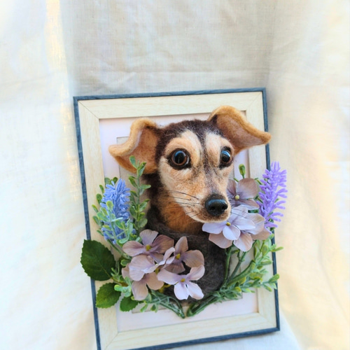 参考用 羊毛フェルトオーダー 愛犬フレーム 羊毛フェルト  