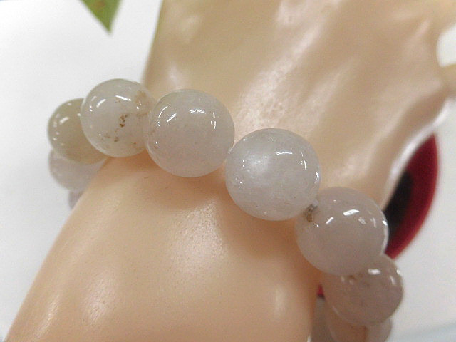 天然石 クンツァイト12.3～13.3mm玉ブレスレット 内周17.3cm　　240101291
