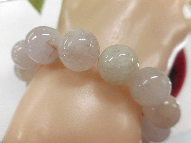 天然石 クンツァイト12.3～13.3mm玉ブレスレット 内周17.3cm　　240101291