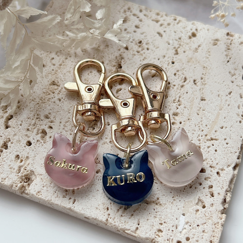 『猫ちゃんオーダー受付』 ネームタグ 名入れ♡全9色【猫ちゃんの為のネームプレート】ネームタグ ペット