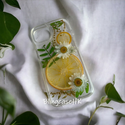 送料無料 フルーツ 本物の花 押し花ドライフラワー 樹脂 iPhone 15 全機種対応 ケース クリア スマホケース 5枚目の画像
