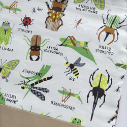25×20   巾着 給食袋   昆虫　ブラウン　カブトムシ　クワガタ　カマキリ　ホタル　てんとう虫　トンボ　チョウ 6枚目の画像