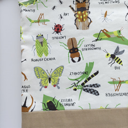 20×15   巾着 コップ袋   昆虫　ブラウン　カブトムシ　クワガタ　カマキリ　ホタル　てんとう虫　トンボ　チョウ 7枚目の画像