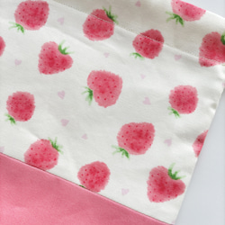 20×15    コップ袋  巾着　 いちご  ハート  ピンク 3枚目の画像