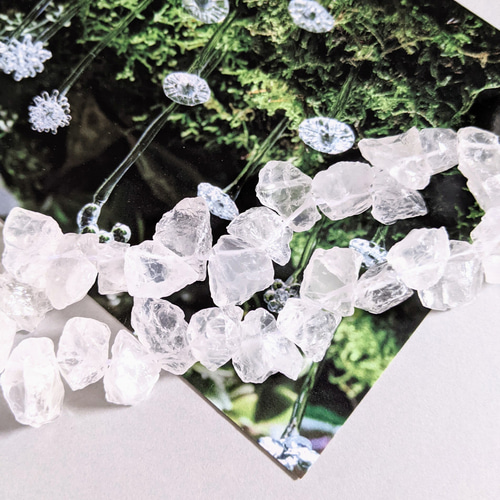 天然石 クリスタル ビーズ 4pcs 水晶 アイス クリア ビーズ パーツ