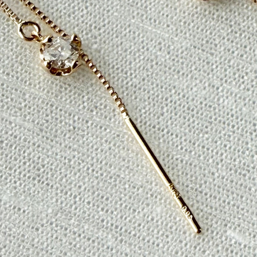 18金【天然ダイヤモンド0.1ct アメリカンピアス 】イエローゴールド