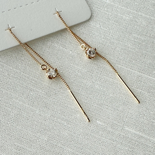 18金【天然ダイヤモンド0.1ct アメリカンピアス 】イエローゴールド