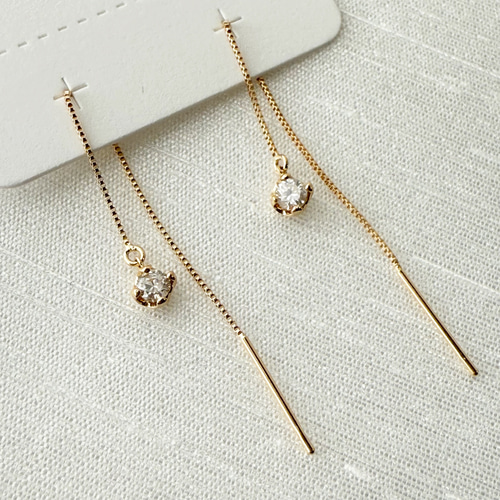 18金【天然ダイヤモンド0.1ct アメリカンピアス 】イエローゴールド